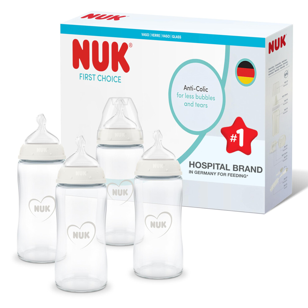 Nuk First Choice Baby Bottles | 3+ Months | 240Ml | Anti Colic Feeding Bottle |