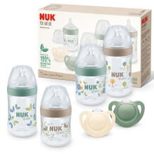NUK for Nature Perfect Start Baby Bottle & Dummy Set | 0-6 Months | 100% Natural Raw