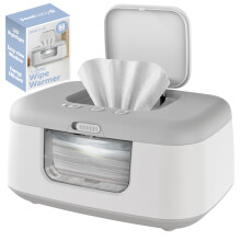 TinyBums Baby Wipe Warmer & Dispenser with LED Changing Light & On/Off Switch (Grey)