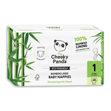 The Cheeky Panda Bamboo Nappies Newborn Size 1 | 48 Eco Friendly Nappies | Super