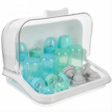 HEMOTON Baby Bottle Storage Box, Baby Bottle Drying Rack with Anti- dust Cover,