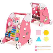 Wooden Baby Walker, Sit-to-Stand Learning Baby Walkers with Xylophone, Gears,
