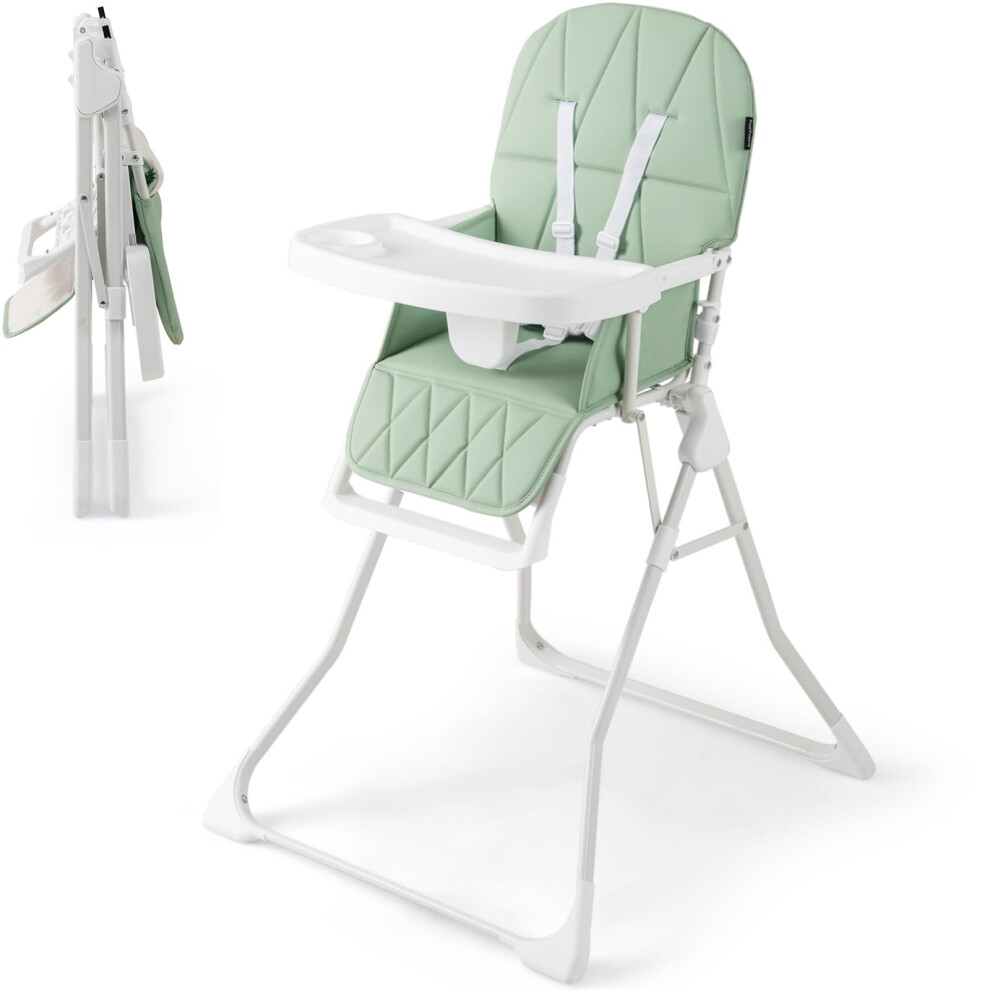 Foldable Baby Highchair, Infant Dining Chair With 3-Position Adjustable Tray Maxmass