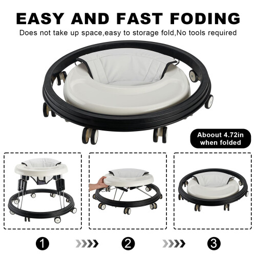 Baby Walker, Foldable Multi-Function Anti-Rollover, 5 Level Height Adjustable, Baby 1