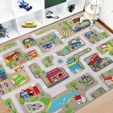 Capslpad Kids Play Rug Town City Road Car Mat 150x200cm Non-Slip Kid Carpet Playmat