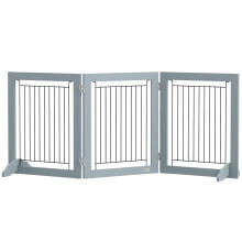 PawHut Foldable Wooden Pet Gate w/ 3 Panels 2 Support Feet for Small Dogs