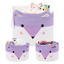 AXHOP Large Toy Storage Baby Basket 3 Pack, 50x35cm Woven Baby Laundry Blanket