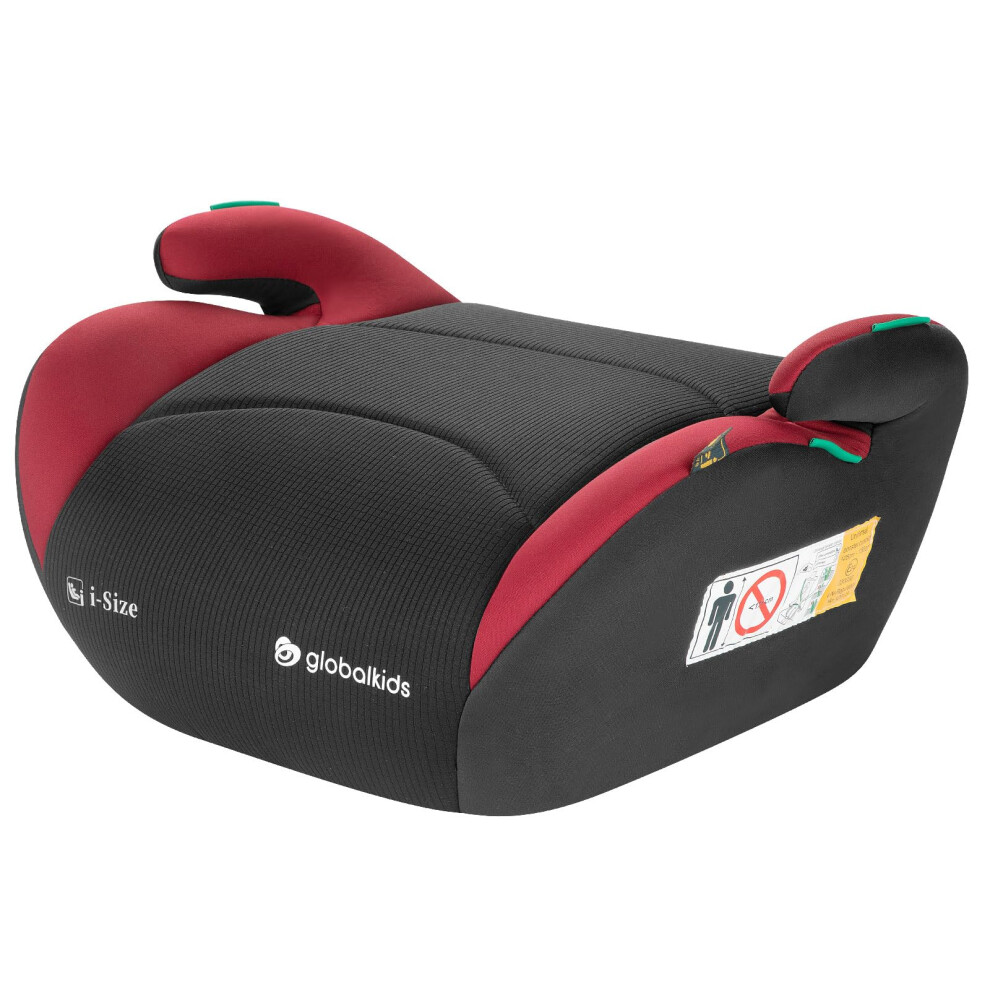 Globalkids Globakids I-Size Booster Car Seat - 125-150Cm ,Child Booster Seat,Comfortable, Compact & Lightweight,Portable Car Seats For Kids,Ece R129，Red Black