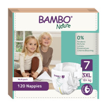 Bambo Nature Nappies Size 7 (18+kg), Box of 120 Disposable Nappies, Eco Nappy with Enhanced Leakage Protection, Secure Baby Nappy, Skin-Friendly for