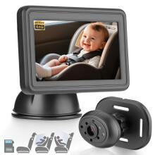 GEARCELL Baby Car Camera HD 1080P Baby Mirror with 64GB Memory Card 4.3'' Display