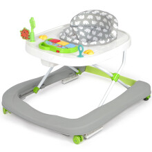 Hadibio Baby Walker, 2 in 1 Foldable Height Adjustable Walker with Music and Lights,
