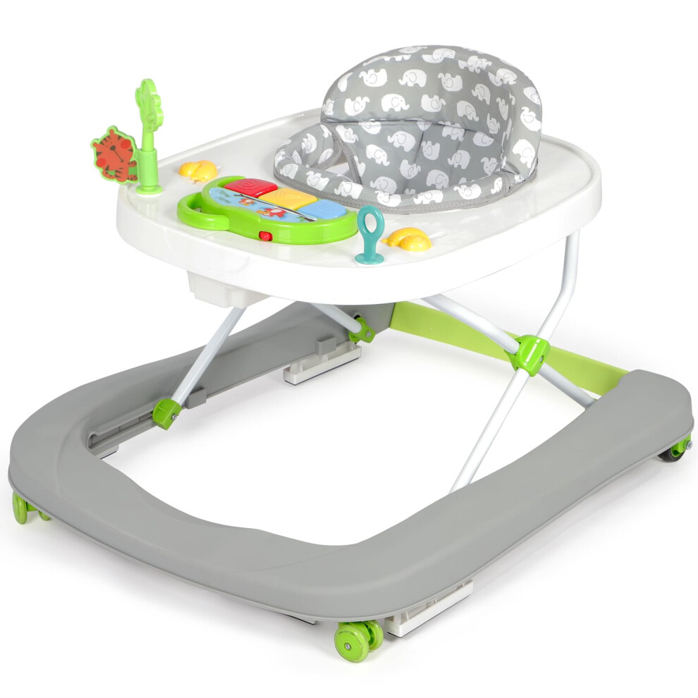 Hadibio Baby Walker, 2 In 1 Foldable Height Adjustable Walker With Music And Lights,