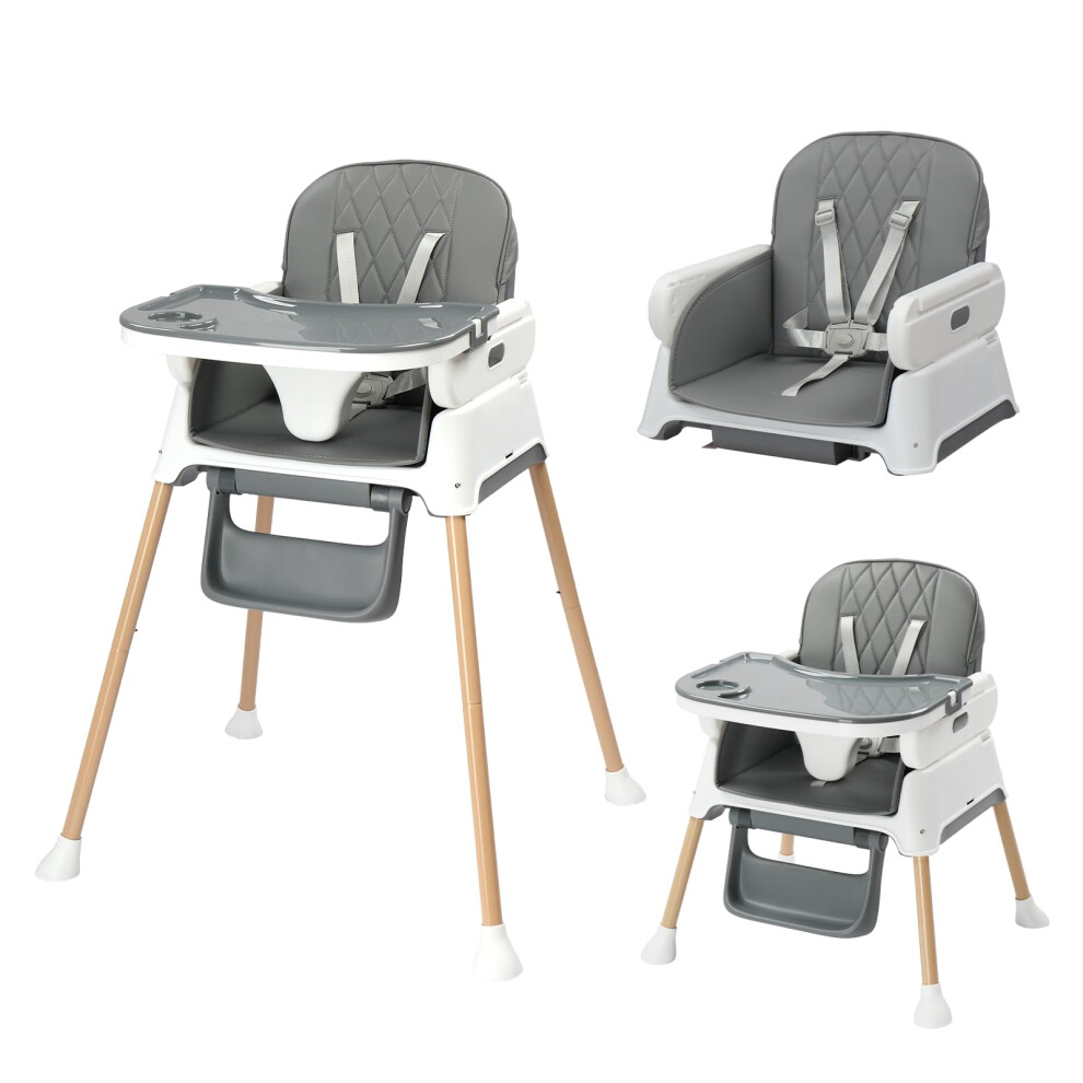 4-In-1 Foldable Baby High Chair, Adjustable Height With Detachable Tray, Bonnlo