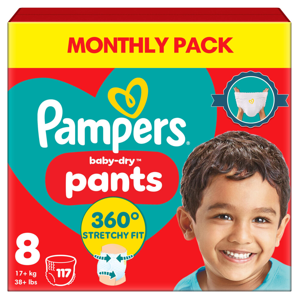 Pampers Baby-Dry Nappy Pants Size 8, 117 Nappies,