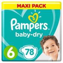 Pampers Baby-Dry Size 6, 78 Nappies for Breathable Dryness Pack of 78