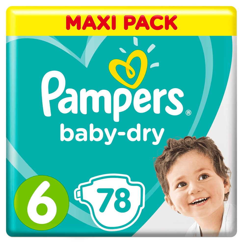 Pampers Baby-Dry Size 6, 78 Nappies For Breathable Dryness Pack Of 78