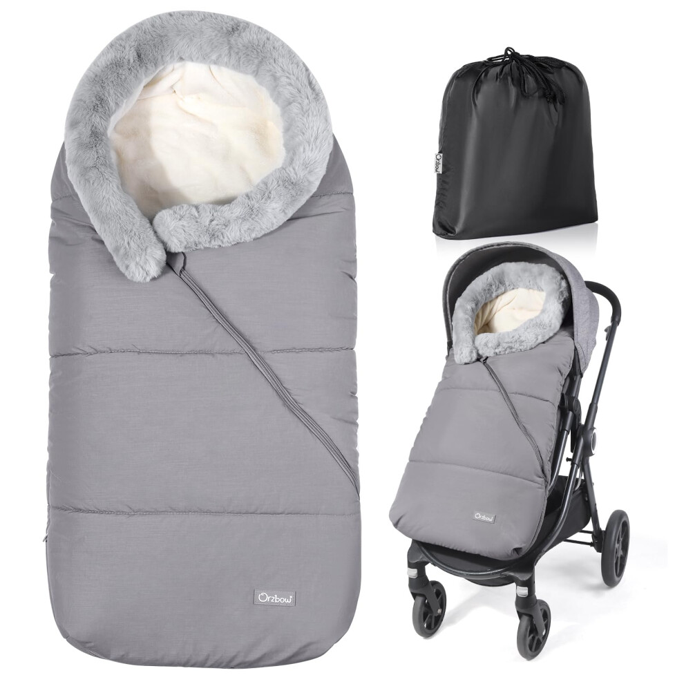 Footmuff For Pushchair Universal Footmuff For Stroller, Winter Cosy Toes For Buggy With Removable Fur Collar, Weatherproof Pram Footmuff With Orzbow