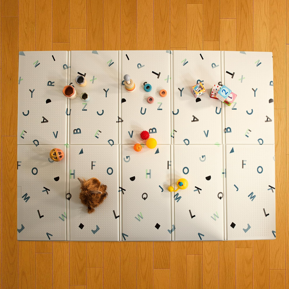 1.98M X 1.48M Folding Alphabet Baby Mat | Thick Padded Xpe Baby Crawl Mat Kandytoys