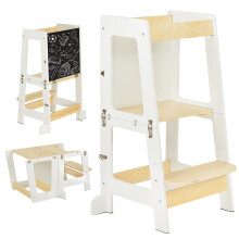Youyijia 3-in-1 Toddler Learning Tower Kids Step Stool & Mini Desk with Safety Rail,