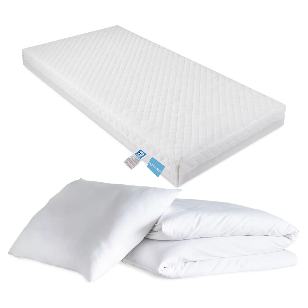 Anti-Allergenic Polypropylene Quilted Cover Eco Foam Free Baby Toddler Cot Bed Mattress (140Cm X 70Cm X 13Cm + Set) Night Comfort