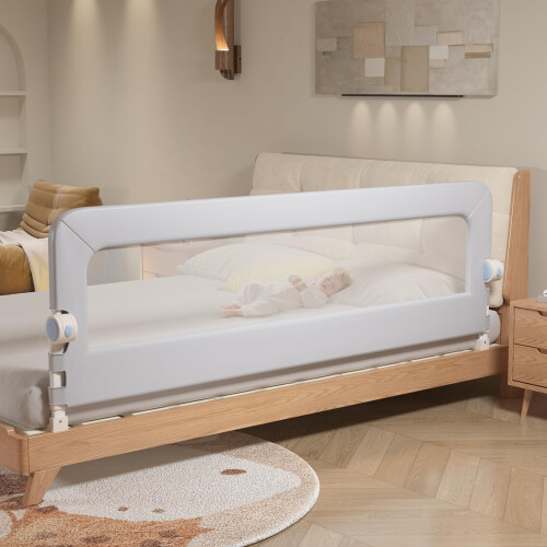 EAQ Foldable Bed Rails,Toddler Bed Guard Swing Down Adjustable Height Easy to