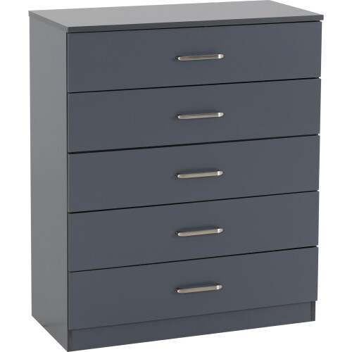 Seconique Seconique Dakota 5 Drawer Chest in Dark Grey