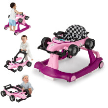 GYMAX Baby Walker, 4 in 1 Foldable Toddler Push Along Walker with Steering Wheel,