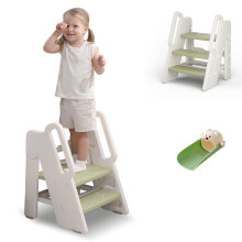 hoopyosms Toddler Step Stool, Adjustable 2/3-Step Foldable Plastic Step Stool with Handles and Non-Slip Design, for Kitchen & Bathroom Use(Green)