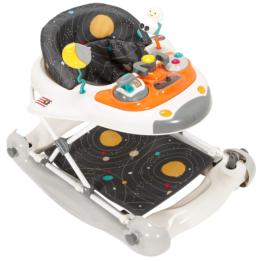 Mychild Space Shuttle 2 In 1 Walker Rocker, Cosmic Activity Centre Baby Walker Grey My Child