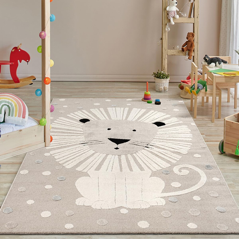 The Carpet Jungle Kids - Rug For Children's Room, Kids' Rug, 3D Effect, Easy To Care For, Durable, Lion, 120 X 170 Cm