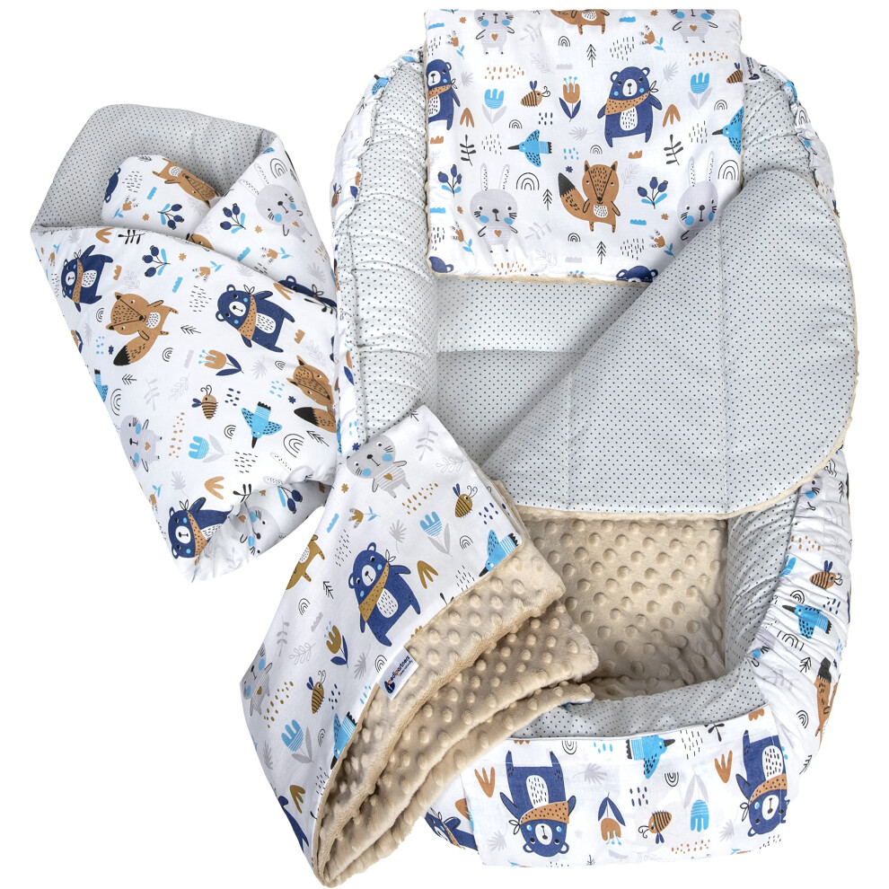 Medi Partners Baby Nest Pod For Newborn Babynest Bed 5Pcs Set - 100X60x15 Lounger