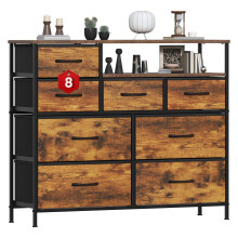 GoaHi Chest of Drawers with 8 Drawers,Bedroom Drawers, Fabric Dresser with Wood