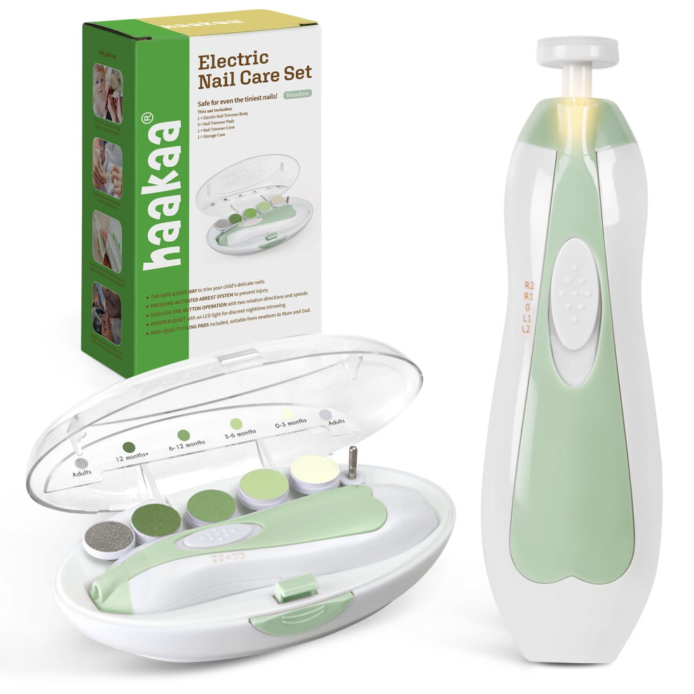 Haakaa Baby Nail File Electric Baby Nail Care Set With Led Light, Baby Nail Clippers