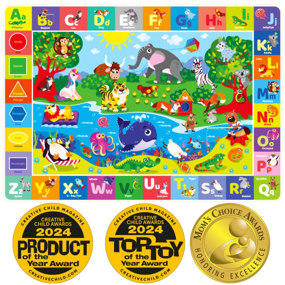 Soft NonSlip Baby Play Mat with Extra Thick Padding, Foldable ABC Rug for Toddlers 3'5' x 5' Rectangular