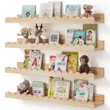 Shario 4-Pack Wood Floating Shelves, 23 Inch, Scalloped, Wall Book Shelves for Kids'