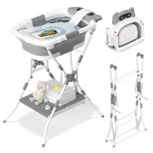 COOSEYA 3 in 1 Baby Bath with Stand, Foldable Baby Bath Tub for Newborn to Toddler