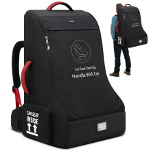 RAINSMORE Car Seat Travel Bag Backpack Padded Car Seat Bag for Airplane Water Resistant Baby Carseat Cover Bag for Airport Infant Seats Carrier Fits