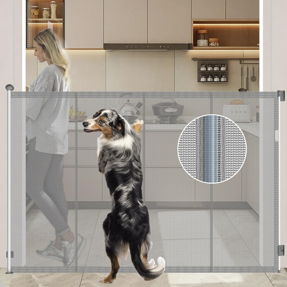 Xifamniy Retractable Gate, Baby & Dog Stair Gate 50" H, Retractable Stair Gate,