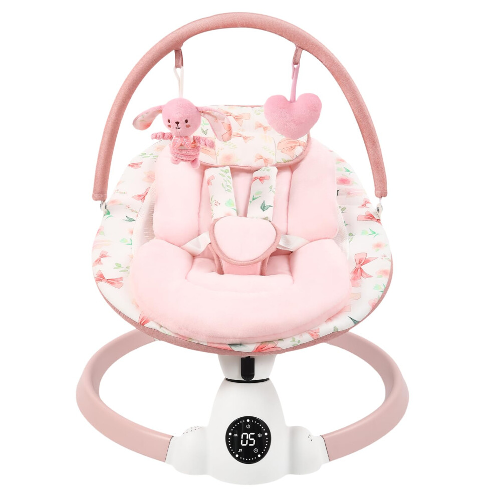 Uuoeebb Baby Bouncer, Portable Electric Baby Swing With Bluetooth, 5 Swing Speed, 10