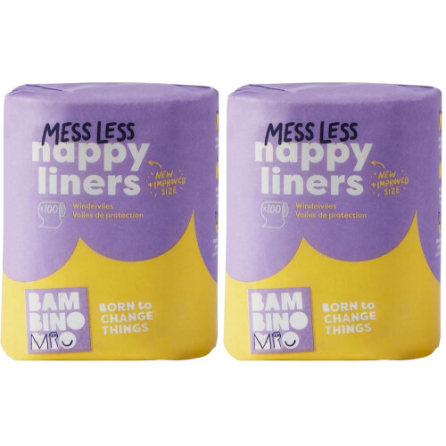 Bambino Mio, Supersoft Nappy Liners, Biodegradable, 100 Liners (Pack of 2)
