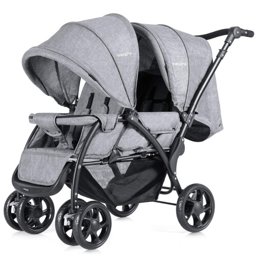 Gymax GYMAX Double Seat Stroller with Adjustable Push Handle, Detachable Canopy and Foot