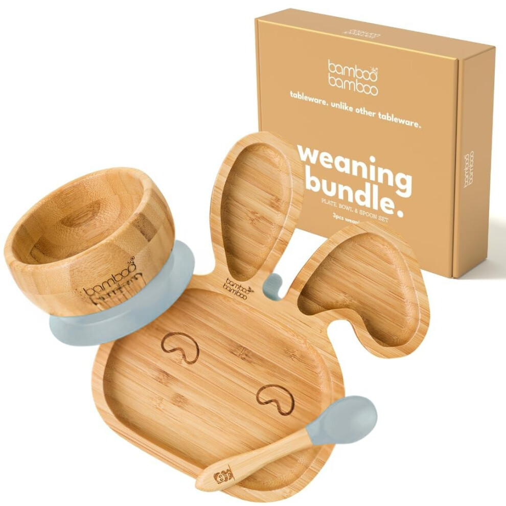 Baby Plate & Baby Bowl Weaning Set, Suction Plate And Bowl For Feeding Bamboo Bamboo