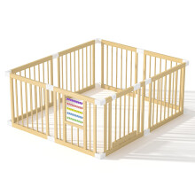 Baby Playpen Wooden Playpen for Babies and Toddlers, Baby Fence with Colorful