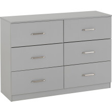 Seconique Dakota 6 Drawer Chest in Light Grey