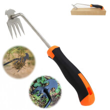 Stainless Steel Weed Puller with Ergonomic Grip, 4Claw Garden Weeder for Effortless Root Removal