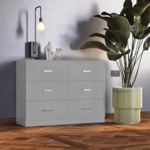 Seconique Seconique Dakota 6 Drawer Chest in Light Grey 1