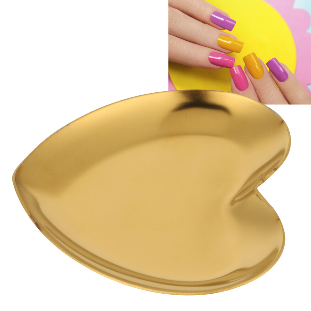 Heart-Shaped Stainless Steel Nail Art Palette - Gold Mixing Tray