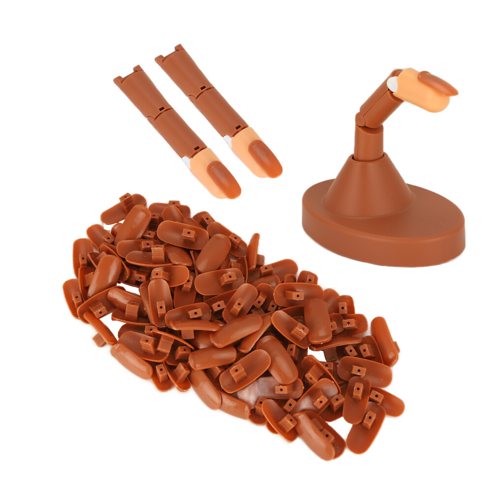Brown Nail Art Practice Finger With Bendable Joints And Base,