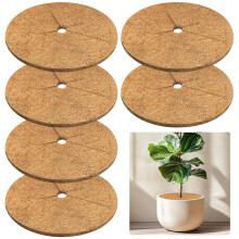 6pcs 24 Inch Coconut Fiber Mulch Ring Tree Protector Mat for Weed Control and Moisture Retention