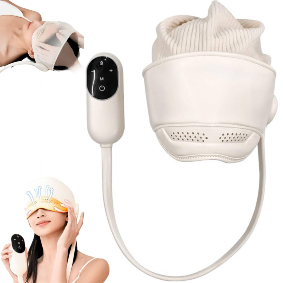 Electric Head Massager for Migraine Relief with Heat Therapy, 6Zone Airbag, Eye Mask, Rechargeable